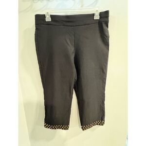 Courtenay Black Stretch Capri Pants with Gold Accent Studs
